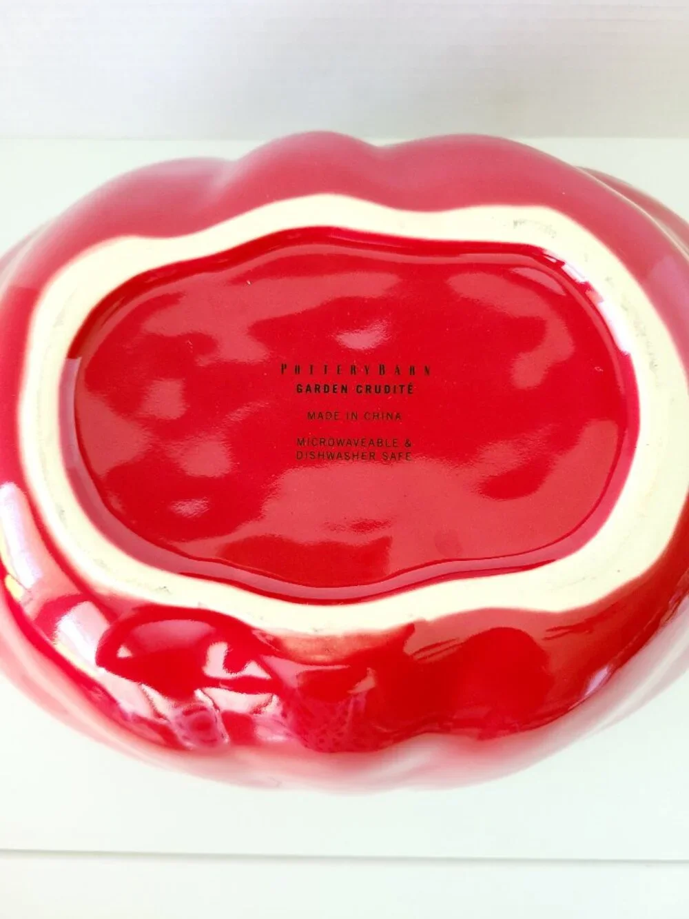 Pottery Barn Serving Bowl GARDEN CRUDITE Large Red Tomato Salad Pasta RARE